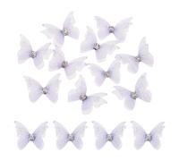 sourcing map 30Pcs Sheer Mesh Butterfly Appliques, 20mm Two Layers Butterflies with Gem Applique Patch DIY 3D Craft Ornament for Wedding Party Home Decor Clothes, Violet