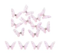 sourcing map 30Pcs Sheer Mesh Butterfly Appliques, 20mm Two Layers Butterflies with Gem Applique Patch DIY 3D Craft Ornament for Wedding Party Home Decor Clothes, Light Purple