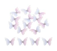 sourcing map 30Pcs Sheer Mesh Butterfly Appliques, 20mm Two Layers Butterflies with Gem Applique Patch DIY 3D Craft Ornament for Wedding Party Home Decor Clothes, Purple