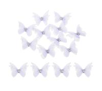 sourcing map 30Pcs Sheer Mesh Butterfly Appliques, 30mm Two Layers Butterflies with Gem Applique Patch DIY 3D Craft Ornament for Wedding Party Home Decor Clothes, Violet