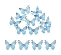 sourcing map 30Pcs Sheer Mesh Butterfly Appliques, 30mm Two Layers Butterflies with Gem Applique Patch DIY 3D Craft Ornament for Wedding Party Home Decor Clothes, Sky Blue