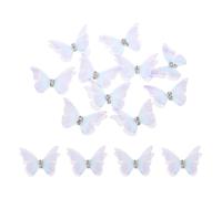sourcing map 30Pcs Sheer Mesh Butterfly Appliques, 30mm Two Layers Butterflies with Gem Applique Patch DIY 3D Craft Ornament for Wedding Party Home Decor Clothes, Light Blue Purple