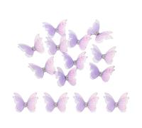 sourcing map 30Pcs Sheer Mesh Butterfly Appliques, 30mm Two Layers Butterflies with Gem Applique Patch DIY 3D Craft Ornament for Wedding Party Home Decor Clothes, Dark Purple