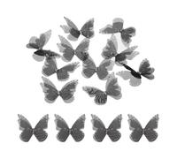 sourcing map 30Pcs Sheer Mesh Butterfly Appliques, 40mm Two Layers Butterflies with Gem Applique Patch DIY 3D Craft Ornament for Wedding Party Home Decor Clothes, Black