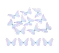 sourcing map 30Pcs Sheer Mesh Butterfly Appliques, 40mm Two Layers Butterflies with Gem Applique Patch DIY 3D Craft Ornament for Wedding Party Home Decor Clothes, Light Blue Purple