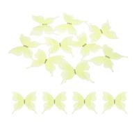 sourcing map 30Pcs Sheer Mesh Butterfly Appliques, 50mm Three Layers Butterflies with Gem Applique Patch DIY 3D Craft Ornament for Wedding Party Home Decor Clothes, Light Yellow