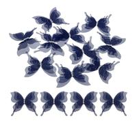 sourcing map 30Pcs Sheer Mesh Butterfly Appliques, 50mm Three Layers Butterflies with Gem Applique Patch DIY 3D Craft Ornament for Wedding Party Home Decor Clothes, Navy Blue
