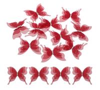 sourcing map 30Pcs Sheer Mesh Butterfly Appliques, 50mm Three Layers Butterflies with Gem Applique Patch DIY 3D Craft Ornament for Wedding Party Home Decor Clothes, Wine Red