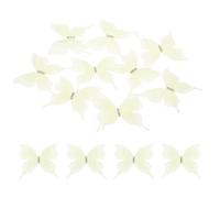 sourcing map 30Pcs Sheer Mesh Butterfly Appliques, 50mm Three Layers Butterflies with Gem Applique Patch DIY 3D Craft Ornament for Wedding Party Home Decor Clothes, Beige