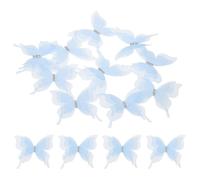 sourcing map 30Pcs Sheer Mesh Butterfly Appliques, 50mm Three Layers Butterflies with Gem Applique Patch DIY 3D Craft Ornament for Wedding Party Home Decor Clothes, Sky Blue