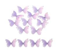 sourcing map 30Pcs Sheer Mesh Butterfly Appliques, 50mm Two Layers Butterflies with Gem Applique Patch DIY 3D Craft Ornament for Wedding Party Home Decor Clothes, Dark Purple