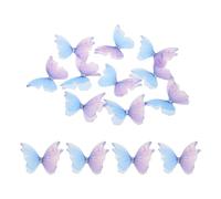 sourcing map 30Pcs Sheer Mesh Butterfly Appliques, 50mm Two Layers Butterflies with Gem Applique Patch DIY 3D Craft Ornament for Wedding Party Home Decor Clothes, Blue