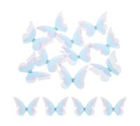 sourcing map 30Pcs Sheer Mesh Butterfly Appliques, 50mm Two Layers Butterflies with Gem Applique Patch DIY 3D Craft Ornament for Wedding Party Home Decor Clothes, Light Blue