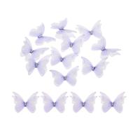 sourcing map 30Pcs Sheer Mesh Butterfly Appliques, 50mm Two Layers Butterflies with Gem Applique Patch DIY 3D Craft Ornament for Wedding Party Home Decor Clothes, Violet