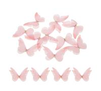 sourcing map 30Pcs Sheer Mesh Butterfly Appliques, 50mm Two Layers Butterflies with Gem Applique Patch DIY 3D Craft Ornament for Wedding Party Home Decor Clothes, Pink