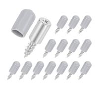 sourcing map 30Pcs Shelf Support Pegs, 7mm Shelf Pins with Anti-Slip Silicone Sleeve, Metal Self Tapping Screw Shelf Holder Pin for Kitchen Cabinet Bookcase (Gray)
