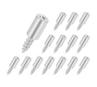 sourcing map 30Pcs Shelf Support Pegs, 7mm Shelf Pins with Anti-Slip Silicone Sleeve, Metal Self Tapping Screw Shelf Holder Pin for Kitchen Cabinet Bookcase (Silver)