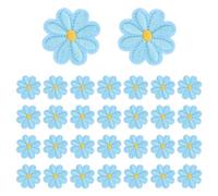 sourcing map 30Pcs Small Daisy Flower Iron-on Patch, 4cm Cute Sew Embroidery Applique Patches for Clothing Repair Backpack Shoes Decoration, Light Blue