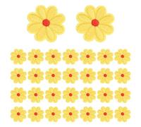 sourcing map 30Pcs Small Daisy Flower Iron-on Patch, 4cm Cute Sew Embroidery Applique Patches for Clothing Repair Backpack Shoes Decoration, Light Yellow