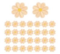 sourcing map 30Pcs Small Daisy Flower Iron-on Patch, 4cm Cute Sew Embroidery Applique Patches for Clothing Repair Backpack Shoes Decoration, Dark Yellow