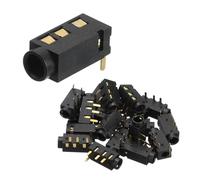 sourcing map 30Pcs Stereo Jack Socket, 1/8" 3.5mm 4 Pin PJ-320A PCB Mount Female Socket Headphone Audio Connector for Microphone, Earphone, Media Player, MP3/MP4 Player, Black