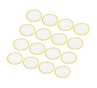 sourcing map 30pcs Sublimation Patch Blank, 7.5cm/2.95 Inch Fabric Iron-on Blank Heat Transfer Repair Patch for DIY Crafts Caps Clothes, White with Yellow Border