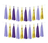 sourcing map 30Pcs Tassel Garland Tissue Paper Tassels Banner Foil Fringe Streamers for Party Decorations Wedding Birthday DIY Kit, Light Purple Dark Purple Gold