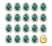 sourcing map 30pcs Tear Drop Rhinestone Embellishments, 10x14mm Crystal Rhinestone Charm, Metal Flatback Accessories Stick on Gems for DIY Jewelry Making Clothes and Wedding Crafts, Green