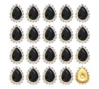 sourcing map 30pcs Tear Drop Rhinestone Embellishments, 10x14mm Crystal Rhinestone Charm, Metal Flatback Accessories Stick on Gems for DIY Jewelry Making Clothes and Wedding Crafts, Black