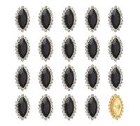 sourcing map 30pcs Tear Drop Rhinestone Embellishments, 7x15mm Crystal Rhinestone Charm, Metal Flatback Accessories Stick on Gems for DIY Jewelry Making Clothes and Wedding Crafts, Black