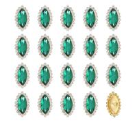 sourcing map 30pcs Tear Drop Rhinestone Embellishments, 7x15mm Crystal Rhinestone Charm, Metal Flatback Accessories Stick on Gems for DIY Jewelry Making Clothes and Wedding Crafts, Green