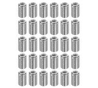 sourcing map 30Pcs Threaded Insert, Stainless Steel M3-0.5 Female to M6-1 Male Repair Nut 10mm Long Thread Adapters Sleeve Reducing Nut Thread Repair Screw for Hardwoods Softwoods