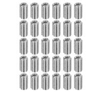 sourcing map 30Pcs Threaded Insert, Stainless Steel M5-0.8 Female to M8-1.25 Male Repair Nut 15mm Long Thread Adapters Sleeve Reducing Nut Thread Repair Screw for Hardwoods Softwoods
