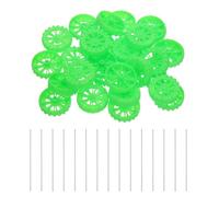 sourcing map 30pcs Toy Car Wheels, 30mmx8mm Plastic Roll and 2mmx100mm Shaft Round Rod Axles for DIY RC Car Truck Boat Helicopter Model Part, Green
