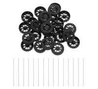 sourcing map 30pcs Toy Car Wheels, 30mmx8mm Plastic Roll and 2mmx100mm Shaft Round Rod Axles for DIY RC Car Truck Boat Helicopter Model Part, Black