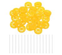 sourcing map 30pcs Toy Car Wheels, 30mmx8mm Plastic Roll and 2mmx150mm Shaft Round Rod Axles for DIY RC Car Truck Boat Helicopter Model Part, Yellow