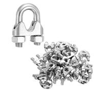 sourcing map 30Pcs Wire Rope Cable Clip Clamps 1/2 Inch M12 Small 304 Stainless Steel U Bolt Saddle Fasteners Hardware for Secure Rigging Marine Guy Line Fence Clothesline, Silver
