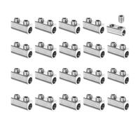 sourcing map 30Pcs Wire Rope Clips, Copper Cable Lock with 2 Hexagon Socket Screws, Cable Clamp Fastener Fit for 1-1.5mm Wire Rope for Home Life Construction Industry Transportation, Silver