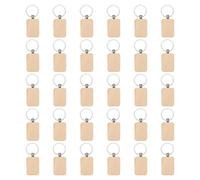 sourcing map 30pcs Wooden Keychain Blanks, Wood Engraving Blanks Key Chain, Unfinished Wood Key Tags Key Rings Wood Key Chain Bulk for DIY Gift Crafts (Short Rounded Rectangle)