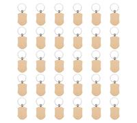 sourcing map 30pcs Wooden Keychain Blanks, Wood Engraving Blanks Key Chain, Unfinished Wood Key Tags Key Rings Wood Key Chain Bulk for DIY Gift Crafts (Shield Shape)
