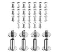 sourcing map 30set Chicago Screw M3x10mm 5mm Length Metal Phillips Nail Rivet Stud Bolts Rivets Binding Post Screw for DIY Leather Belt Bag Craft Bookbinding, Silver
