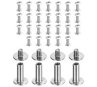 sourcing map 30set Chicago Screw M3x12mm 5mm Length Metal Phillips Nail Rivet Stud Bolts Rivets Binding Post Screw for DIY Leather Belt Bag Craft Bookbinding, Silver