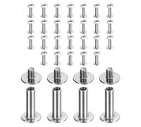 sourcing map 30set Chicago Screw M3x14mm 5mm Length Metal Phillips Nail Rivet Stud Bolts Rivets Binding Post Screw for DIY Leather Belt Bag Craft Bookbinding, Silver