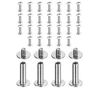 sourcing map 30set Chicago Screw M3x16mm 5mm Length Metal Phillips Nail Rivet Stud Bolts Rivets Binding Post Screw for DIY Leather Belt Bag Craft Bookbinding, Silver