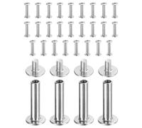 sourcing map 30set Chicago Screw M3x18mm 5mm Length Metal Phillips Nail Rivet Stud Bolts Rivets Binding Post Screw for DIY Leather Belt Bag Craft Bookbinding, Silver