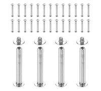 sourcing map 30set Chicago Screw M3x20mm 5mm Length Metal Phillips Nail Rivet Stud Bolts Rivets Binding Post Screw for DIY Leather Belt Bag Craft Bookbinding, Silver