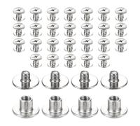 sourcing map 30set Chicago Screw M3x4mm 3mm Length Metal Phillips Nail Rivet Stud Bolts Rivets Binding Post Screw for DIY Leather Belt Bag Craft Bookbinding, Silver