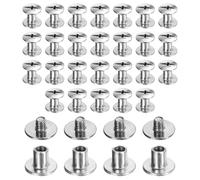 sourcing map 30set Chicago Screw M3x5mm 3mm Length Metal Phillips Nail Rivet Stud Bolts Rivets Binding Post Screw for DIY Leather Belt Bag Craft Bookbinding, Silver