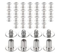 sourcing map 30set Chicago Screw M3x7mm 3mm Length Metal Phillips Nail Rivet Stud Bolts Rivets Binding Post Screw for DIY Leather Belt Bag Craft Bookbinding, Silver