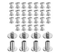 sourcing map 30set Chicago Screw M3x8mm 3mm Length Metal Phillips Nail Rivet Stud Bolts Rivets Binding Post Screw for DIY Leather Belt Bag Craft Bookbinding, Silver